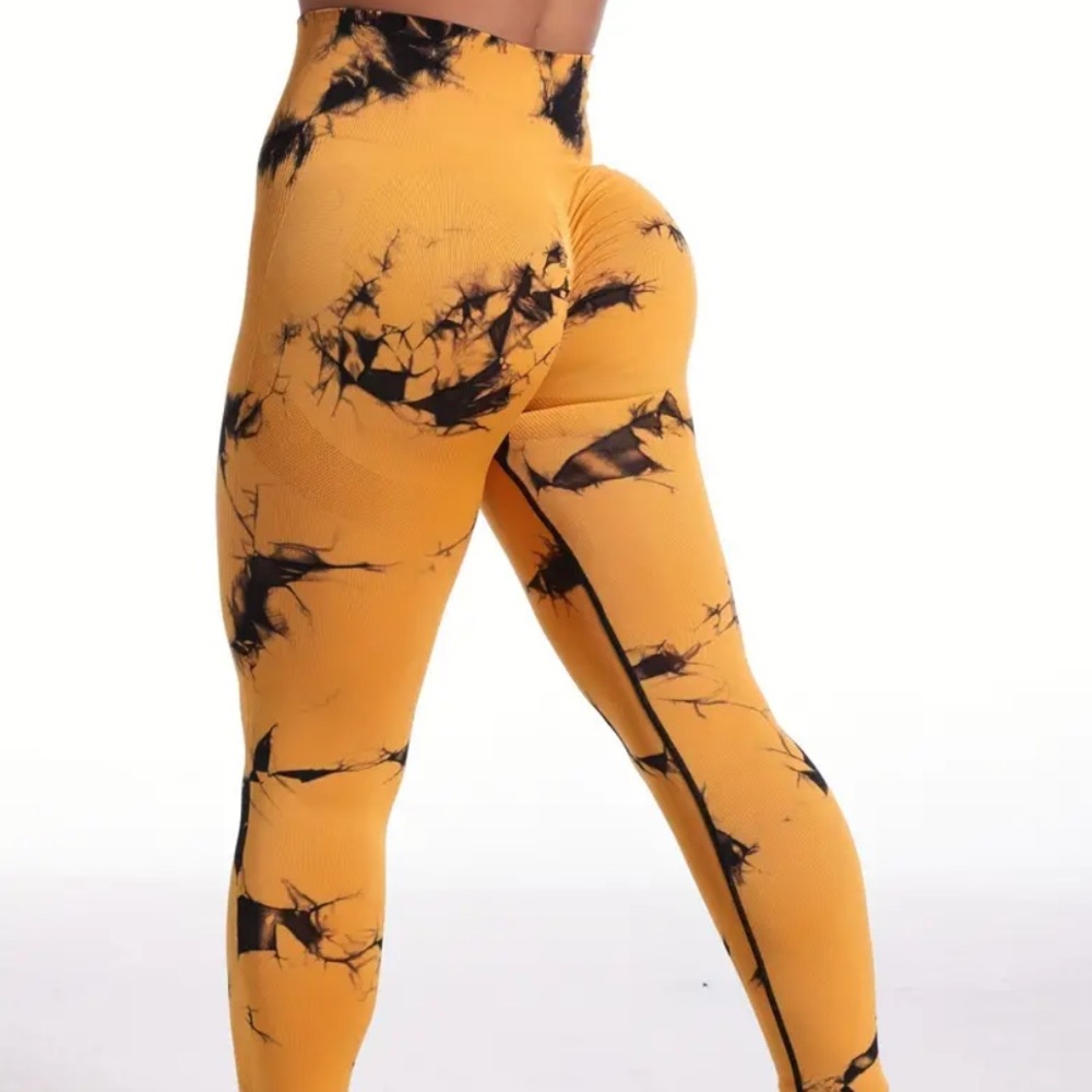Callie Lives Miz SM Tie Dye Booty Lift Activewear GYM Squatting Brown Leggings - Picture 6 of 11